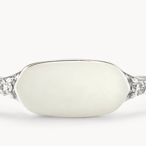 New Kendra Scott Fern 14k White Gold Band Ring in White Diamond